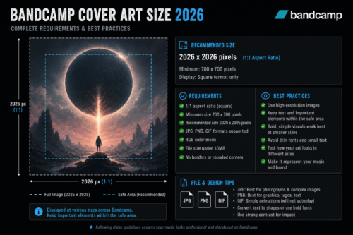 Bandcamp Cover Art Size 2026: Complete Requirements & Best Practices