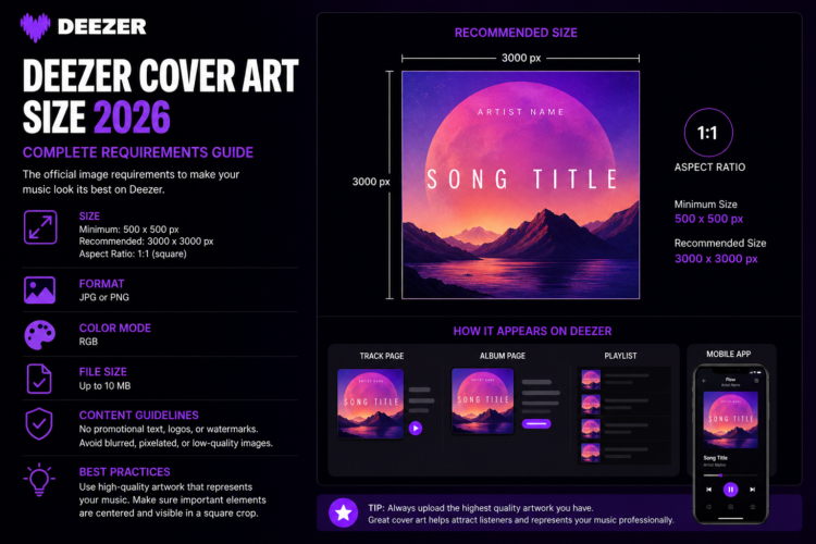 Deezer Cover Art Size 2026: Complete Requirements Guide