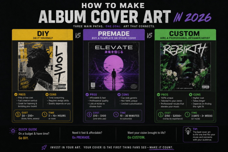 How to Make Album Cover Art in 2026: DIY vs Premade vs Custom