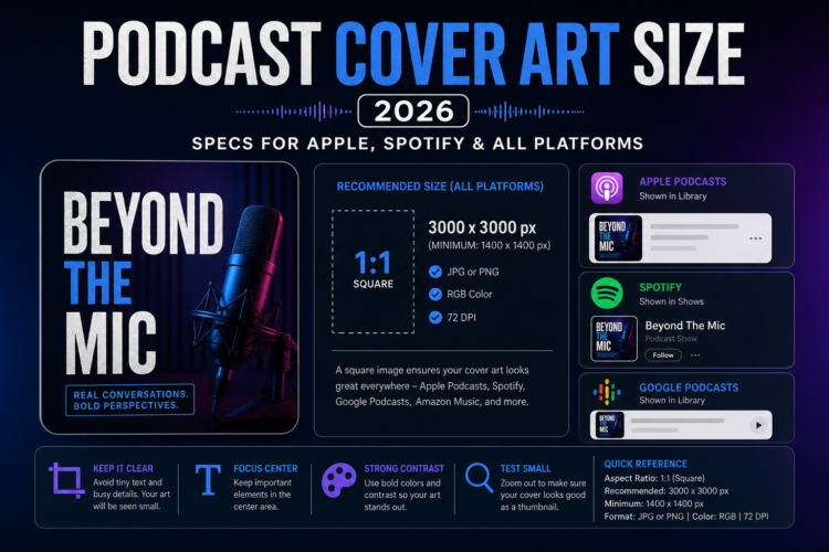 Podcast Cover Art Size 2026: Specs for Apple, Spotify & All Platforms