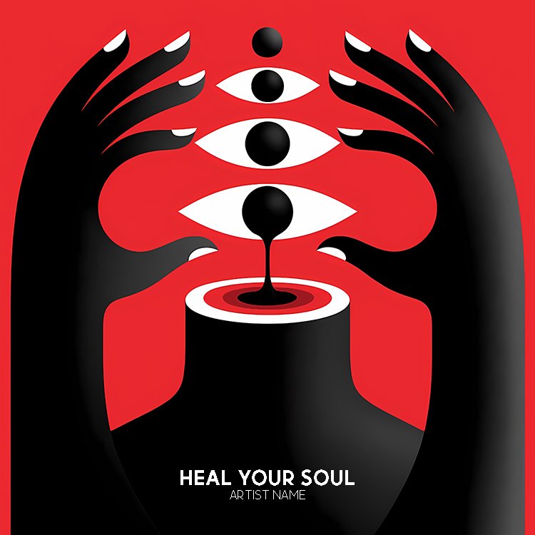 Spiritual premade album cover art with third eye symbolism and dark surreal design — Heal Your Soul Heal Your Soul album cover art - dark mystical premade design