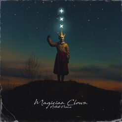 Magician Clown progressive soul artwork featuring a surreal clown figure on a twilight hill under three glowing vertical stars in the night sky.