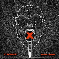 Star silent alternative metal album cover with a dark surrealist screaming starry face and a red cross