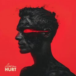 Hurt dark trap album cover featuring a dark, textured charcoal male silhouette with a glowing red slash across his eyes against a solid red background.