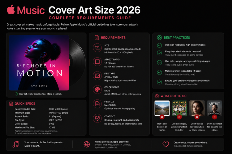 Apple Music Cover Art Size 2026: Complete Requirements Guide